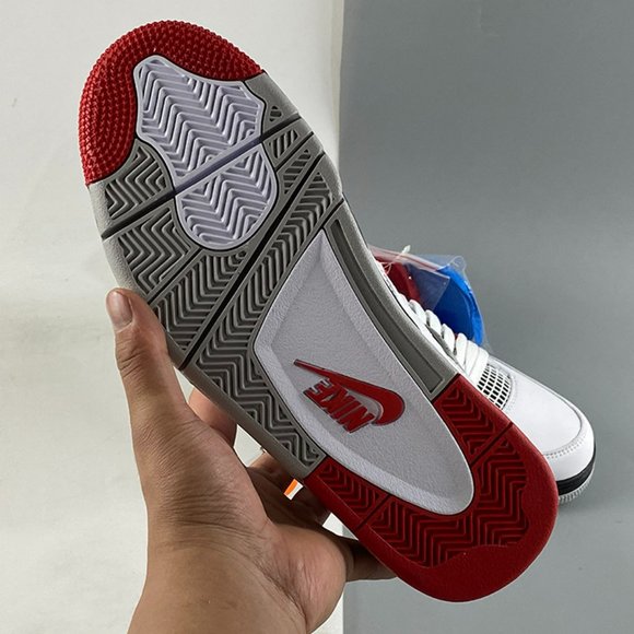 Air Jordan 4 Retro White and Blue Sneakers - Picture 9 of 10